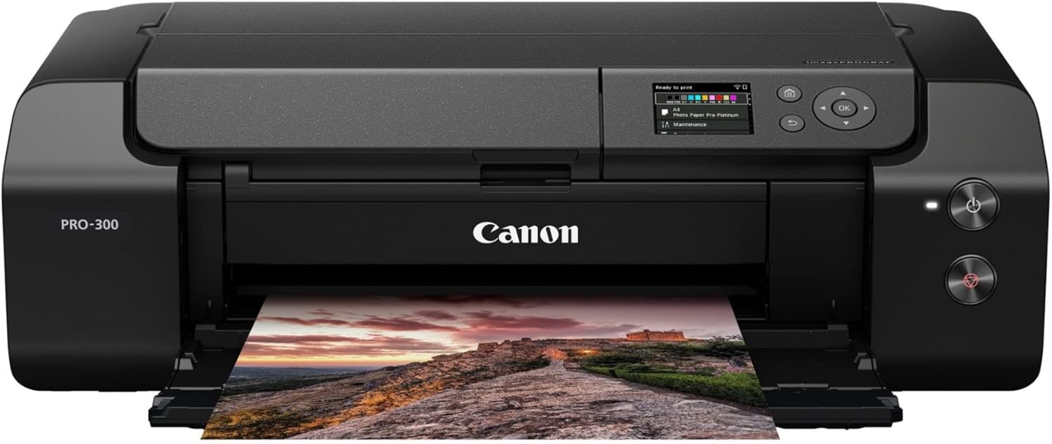 Canon imagePROGRAF PRO-300 Wireless Color Wide-Format Printer, Prints up to 13″X 19″, 3.0″ LCD Screen with Profession Print & Layout Software and Mobile Device Printing, Black, One Size
