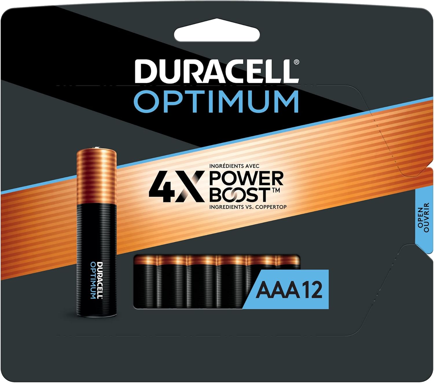 Duracell Optimum AAA Batteries with Power Boost Ingredients, 12 Count Pack with Long-lasting Power, All-Purpose Alkaline AAA Battery for Household and Office Devices