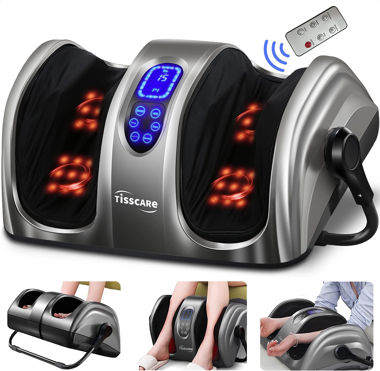 TISSCARE Shiatsu Foot Massager with Heat: FSA HSA Eligible Foot Massager for Neuropathy, Plantar Fasciitis and Pain Relief-Massage Feet/Leg/Calf/Ankle at Home/Office, Christmas Gifts for Women and Men