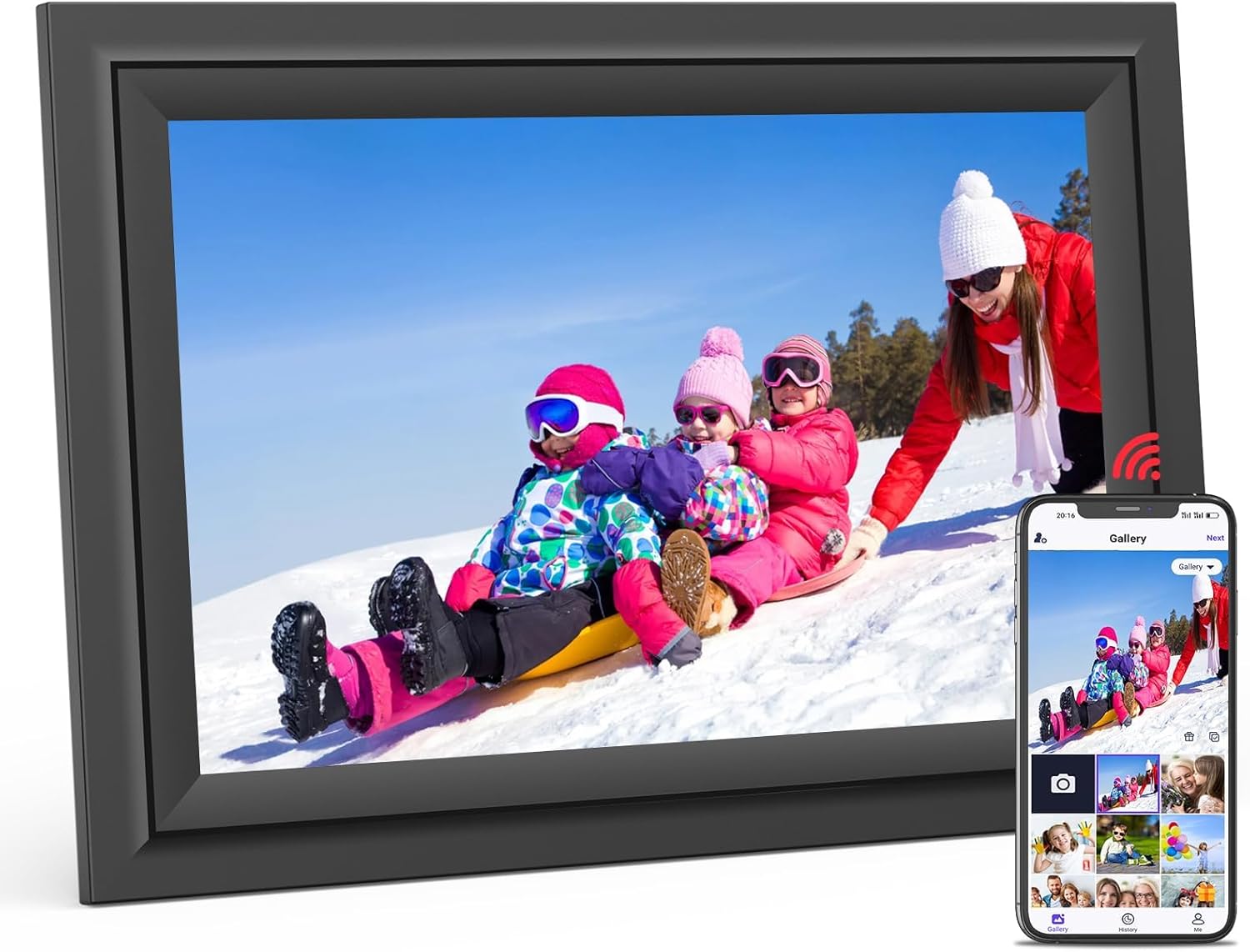 SAMMIX Digital Picture Frame, 10.1 Inch WiFi Digital Photo Frame, IPS HD Touch Screen Electronic Picture Frame, 16GB Memory, Load Photos and Video with Phone Uhale App, for Mom