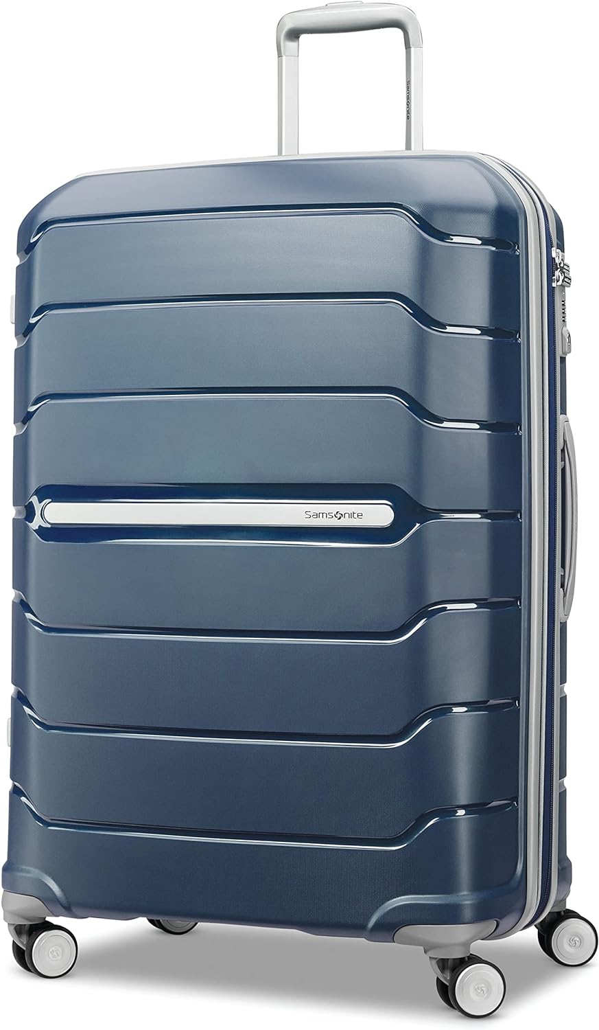 Samsonite Freeform Hardside Expandable with Double Spinner Wheels, Checked-Large 28-Inch, Navy
