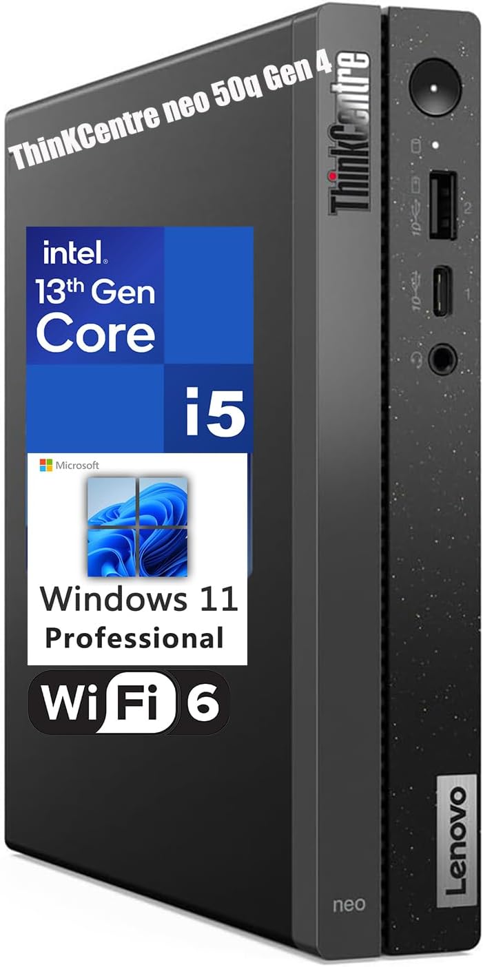 Lenovo ThinKCentre neo 50q Gen 4 Tiny 1L Business Mini Desktop Computer, 13th Gen Intel Octa-Core i5-13420H (Beat i7-1355U), 16GB DDR4 RAM, 512GB PCIe SSD, WiFi 6, RJ-45, Windows 11 Pro, Vent-HEA