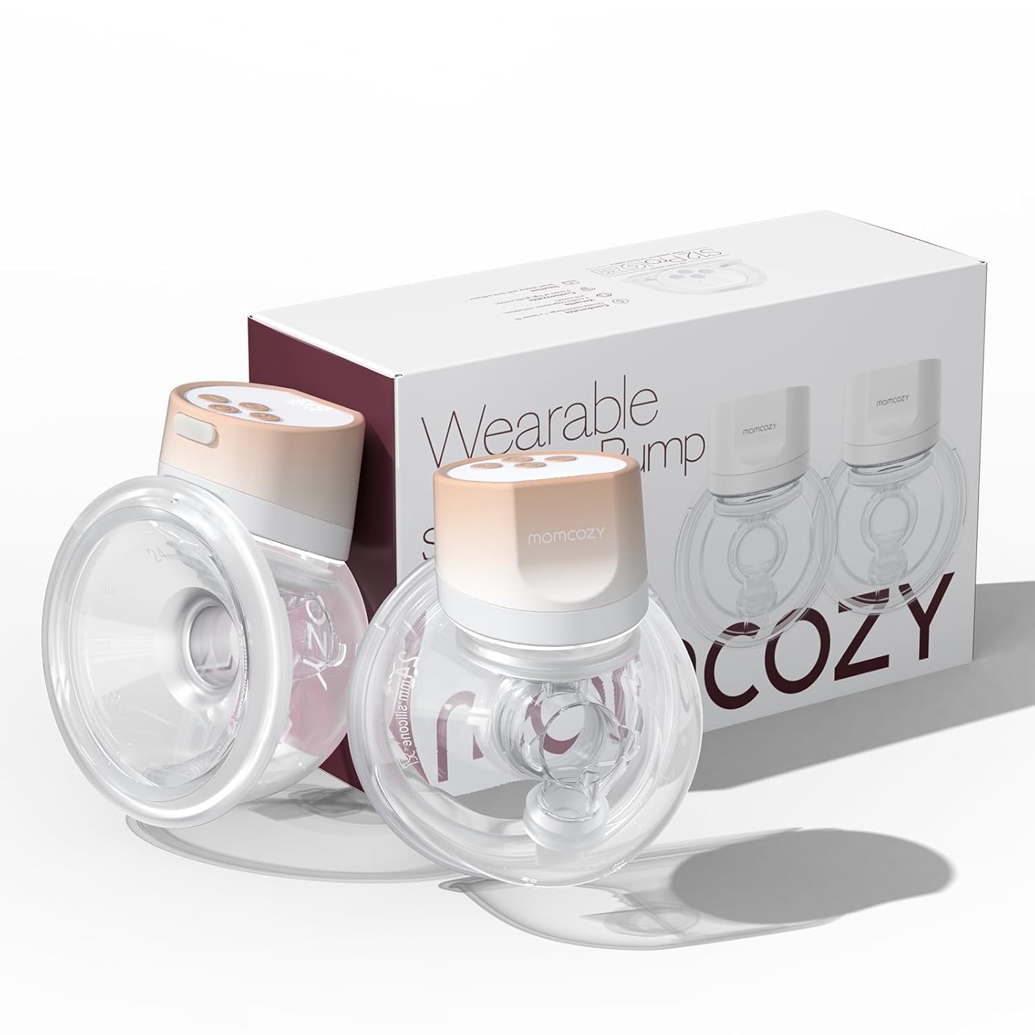 Momcozy Hands-Free Breast Pump S12 Pro, Wearable & Portable Pump with Soft DoubleFit Flange, 3 Modes | 9 Levels Double Electric Pump, Smart Display, 24mm, 2 Pack, Cozy Pink