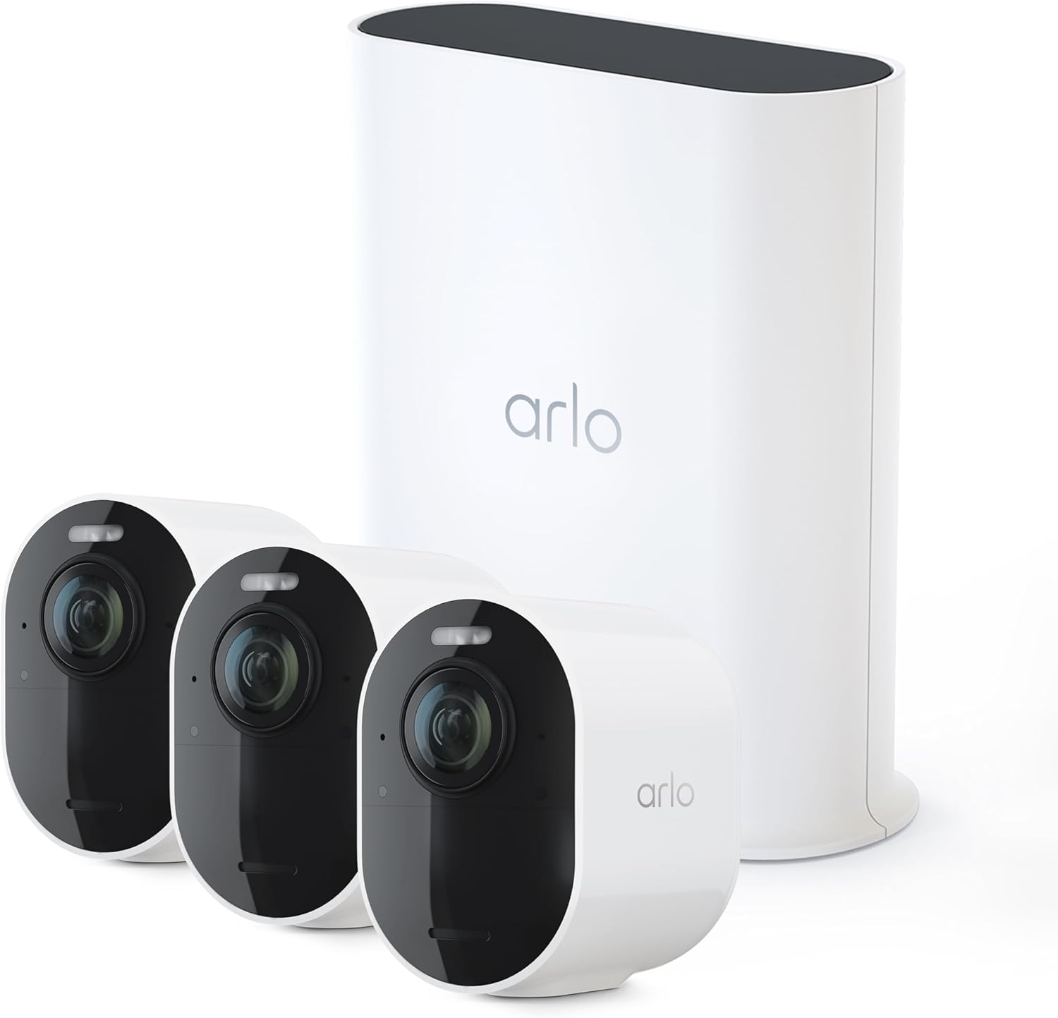 Arlo Ultra 2 Spotlight Camera 4K HDR (3 Cameras, SmartHub Included & Required) | Wireless Home Security Camera | Color Night Vision, Motion Sensor, 180º View, 2-Way Audio, White