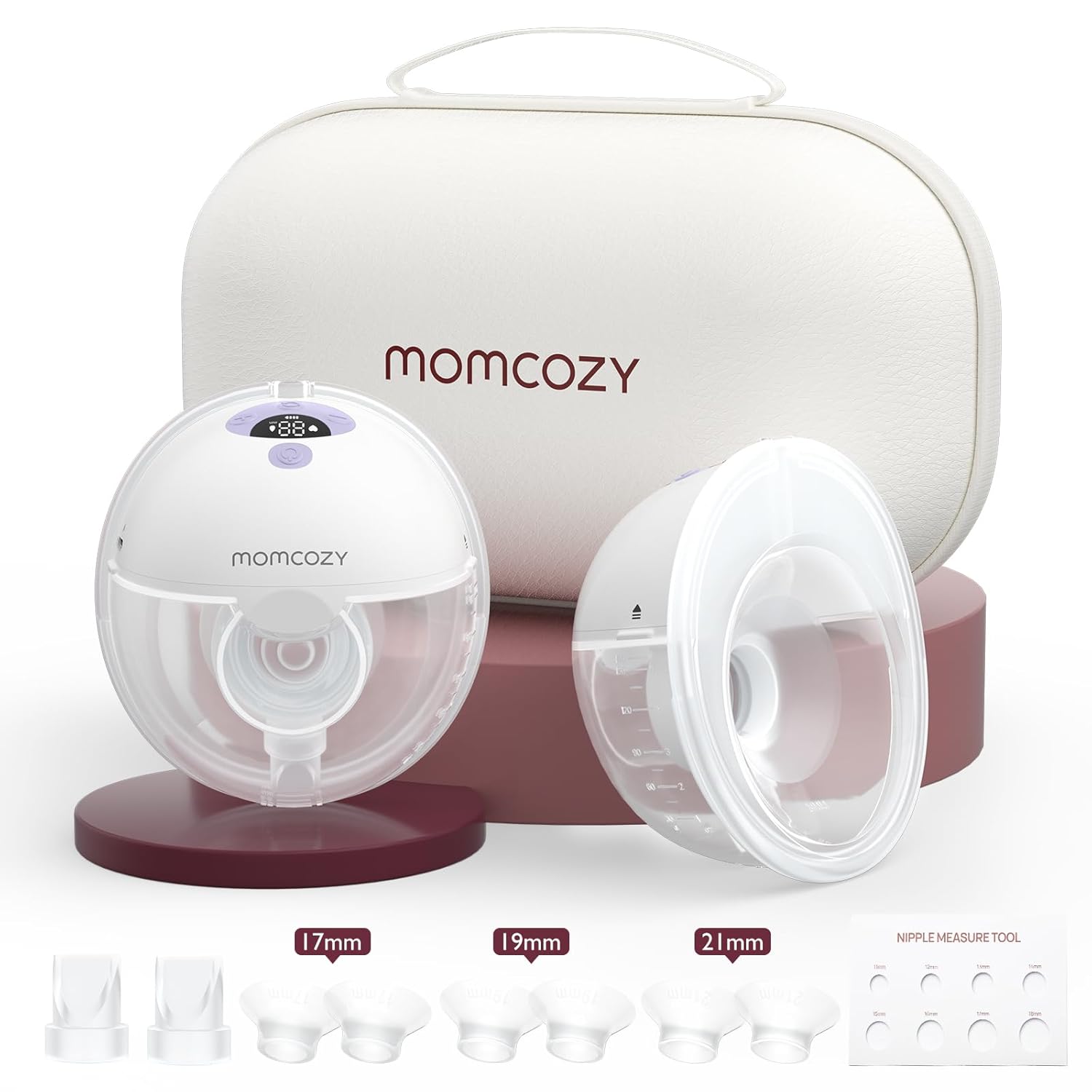 Momcozy Breast Pump Hands Free M5, Wearable Breast Pump of Baby Mouth Double-Sealed Flange with 3 Modes & 9 Levels, Electric Breast Pump Portable – 24mm, 2 Pack Lilac