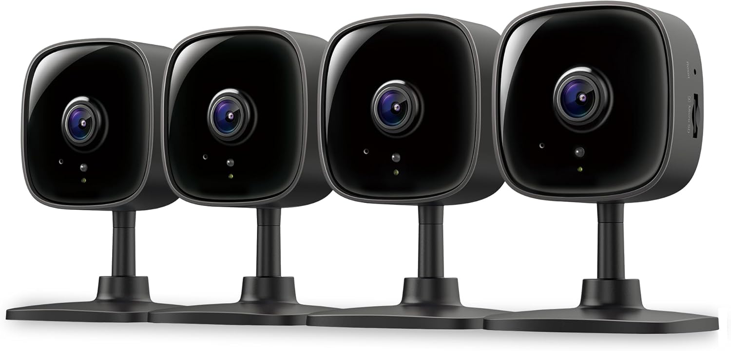 Tapo by TP-Link 1080P Indoor Security Camera for Baby Monitor, Pet Camera w/Motion Detection, 2-Way Audio, Night Vision, Cloud & SD Card Storage, Works w/Alexa & Google Home, Black, C101(4-Pack)