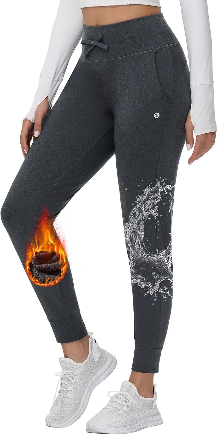 BALEAF Women’s Fleece Lined Pants Water-Resistant Sweatpants Winter Thermal Ski Hiking Running Joggers