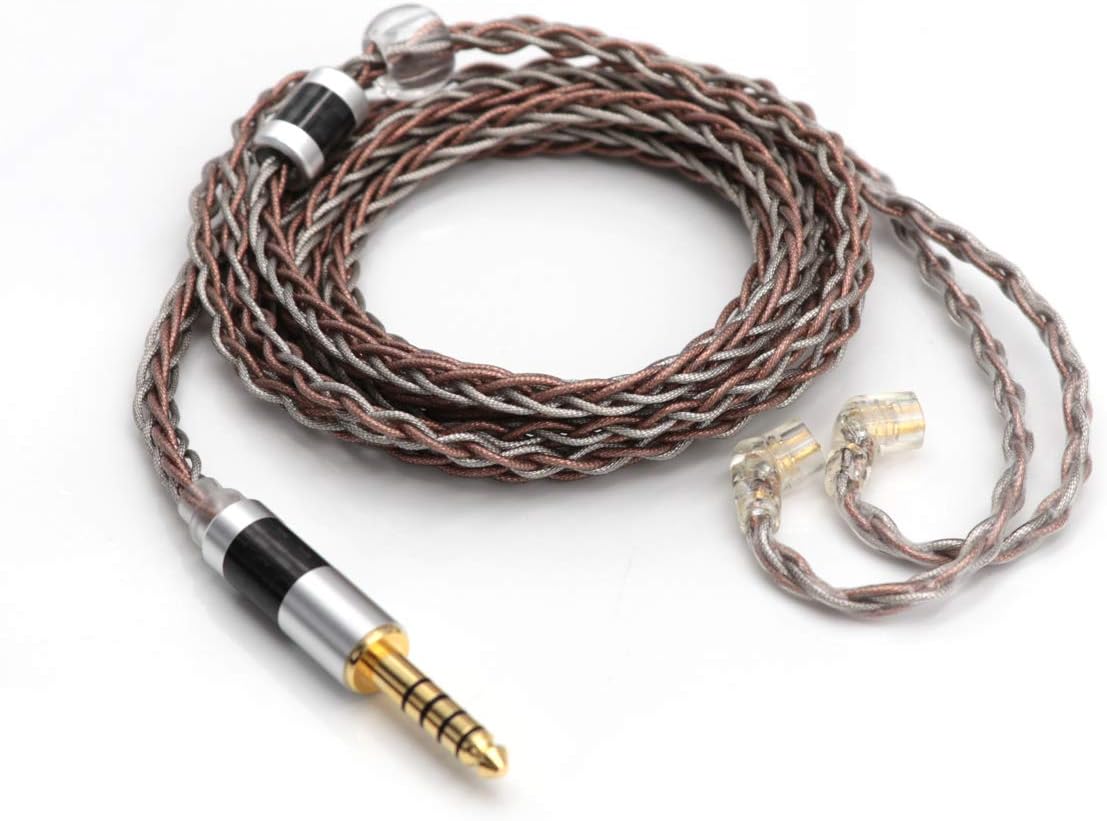 Linsoul C8 8-Core Silver Copper Foil Braided Earphone Replacement Upgrade Cable, Tinsel Silver Copper Wire for KZ ZSX, ZSN Pro, ZS10 Pro NF2u, QDC IEMs (4.4mm Plug, QDC Connector)