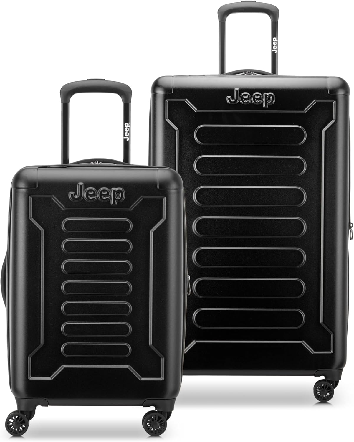 Jeep JH004C Hardside Expandable Luggage with Spinner Wheels, Black, 2 Piece Set 20/28 Inch