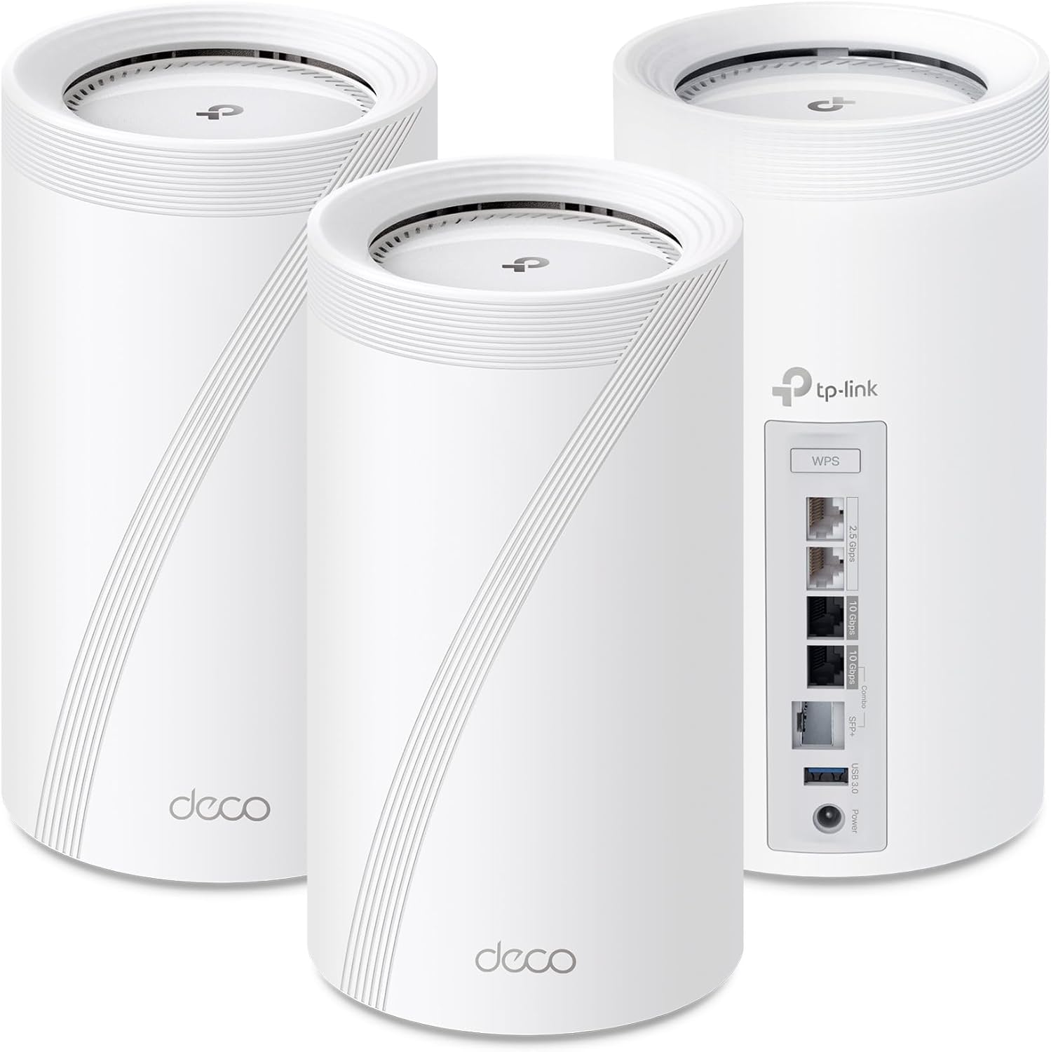 TP-Link Tri-Band WiFi 7 BE22000 Whole Home Mesh System (Deco BE85) | 12-Stream 22 Gbps | 2× 10G + 2× 2.5G Ports Wired Backhaul, 8× High-Gain Antennas | VPN, AI-Roaming, 4×4 MU-MIMO, HomeShield(3-Pack)