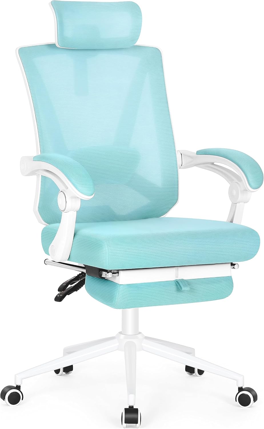 Misolant Ergonomic Office Chair with Footrest, Ergonomic Desk Chair with Adjustable 2D Lumbar Support, High Back Office Chair with Adjustable Headrest, Comfortable Executive Office Chair -Blue
