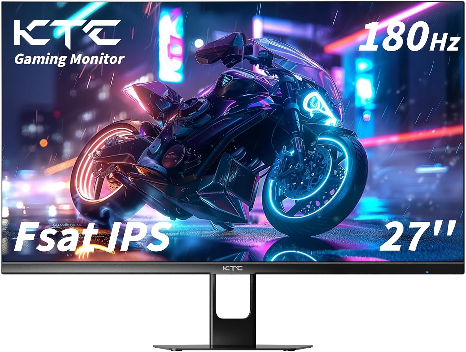 KTC Gaming Monitor 27 inch 180hz 1ms | Fast IPS Screen 1080p Monitor|2 x HDMI 2.0 &1 x Display Port 1.4 | Support Freesync and Wall Mount | 108% sRGB with HDR 10