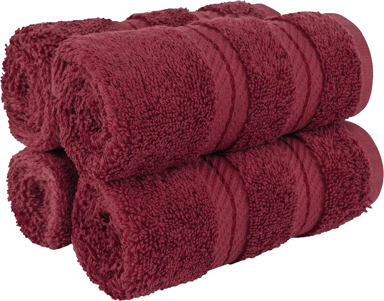 American Soft Linen Luxury Washcloths for Bathroom, 100% Cotton 4 Piece Turkish Wash Cloth Set, 13×13 in Soft Rags for Body and Face, Bordeaux Washcloths