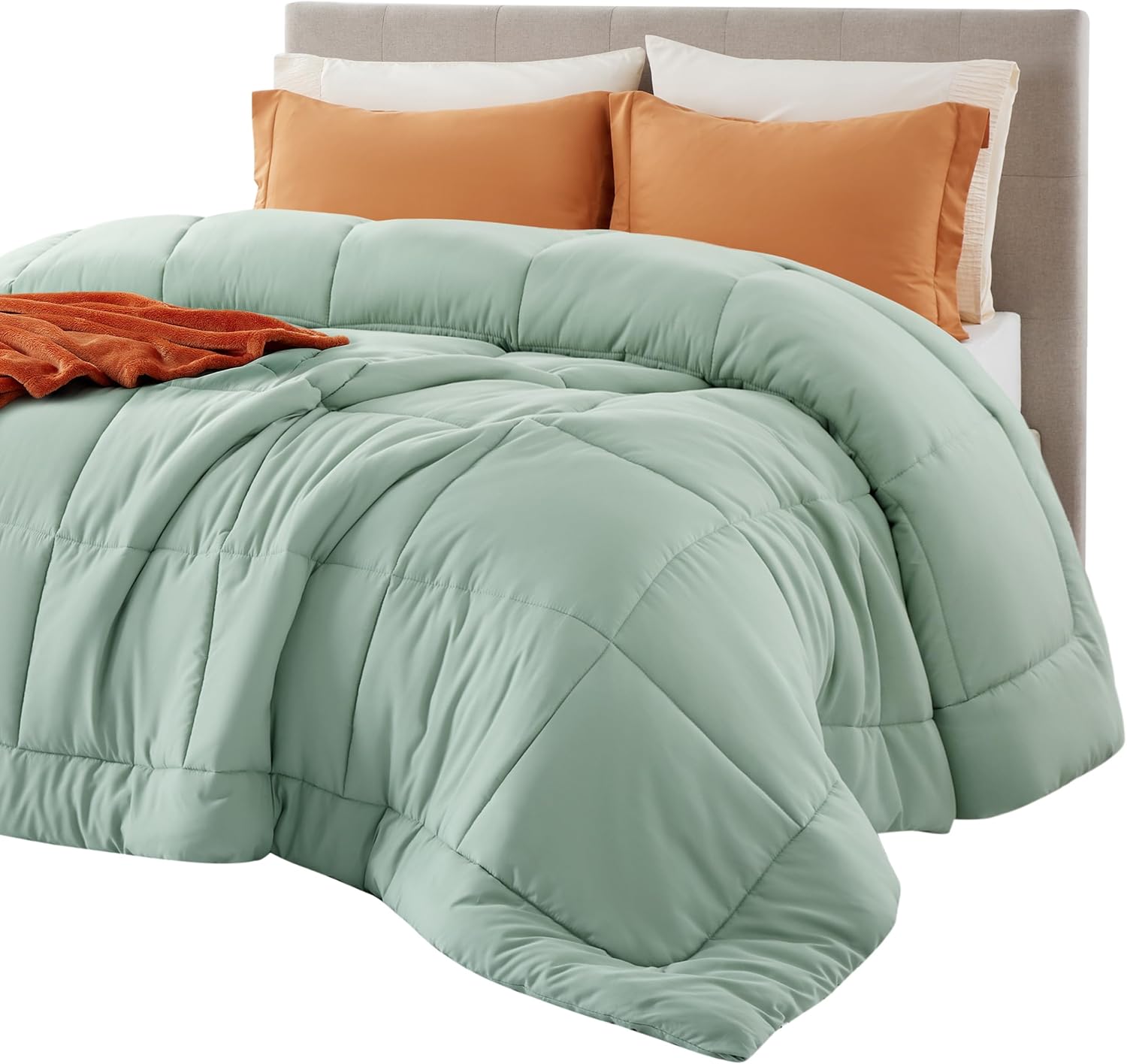 Bedsure Comforter Duvet Insert – Quilted Comforters Twin XL Size, All Season Duvet, Down Alternative Bedding Comforter with Tabs(Sage Green,Twin XL 92″x68″)