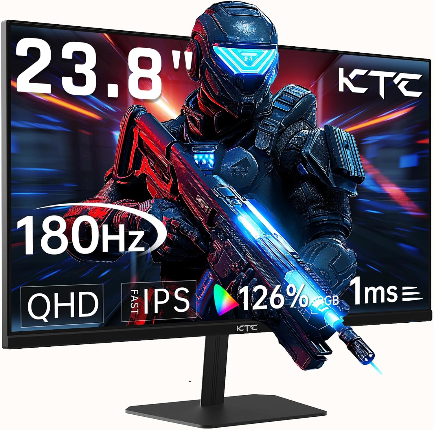 KTC 24 Inch 180Hz Gaming Monitor, 2K QHD Fast IPS PC Gaming Monitor, 1440p 1ms Computer Monitor 144Hz, G-Sync and FreeSync Compatibility, HDR Support, HDMI Displayport, VESA, Q24T09