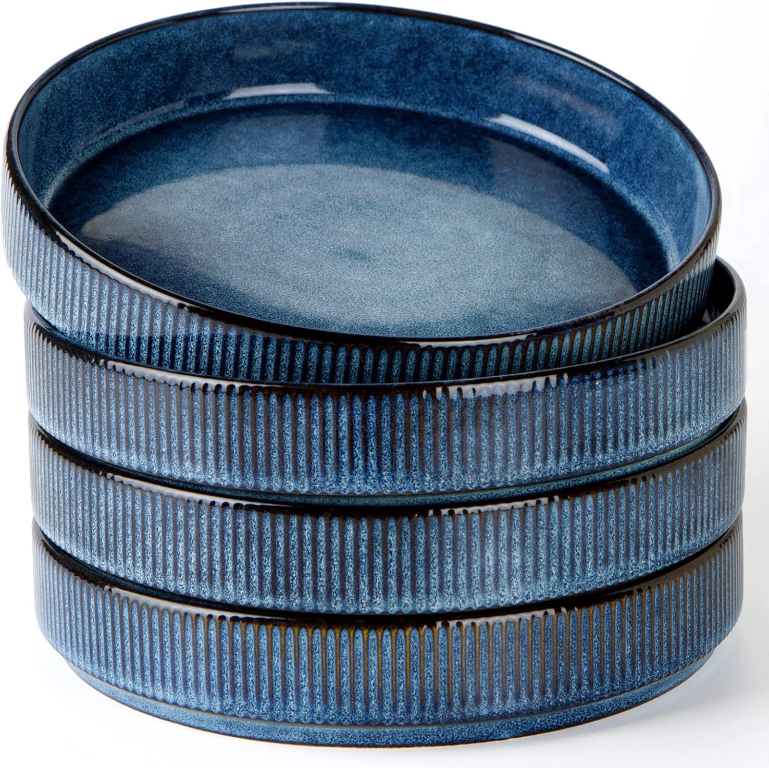 famiware Star 8.25″ Pasta Bowls, Large Dinner Bowls Set of 4, Salad Bowl Plates, Shallow Bowls for Eating, Nebulas Blue