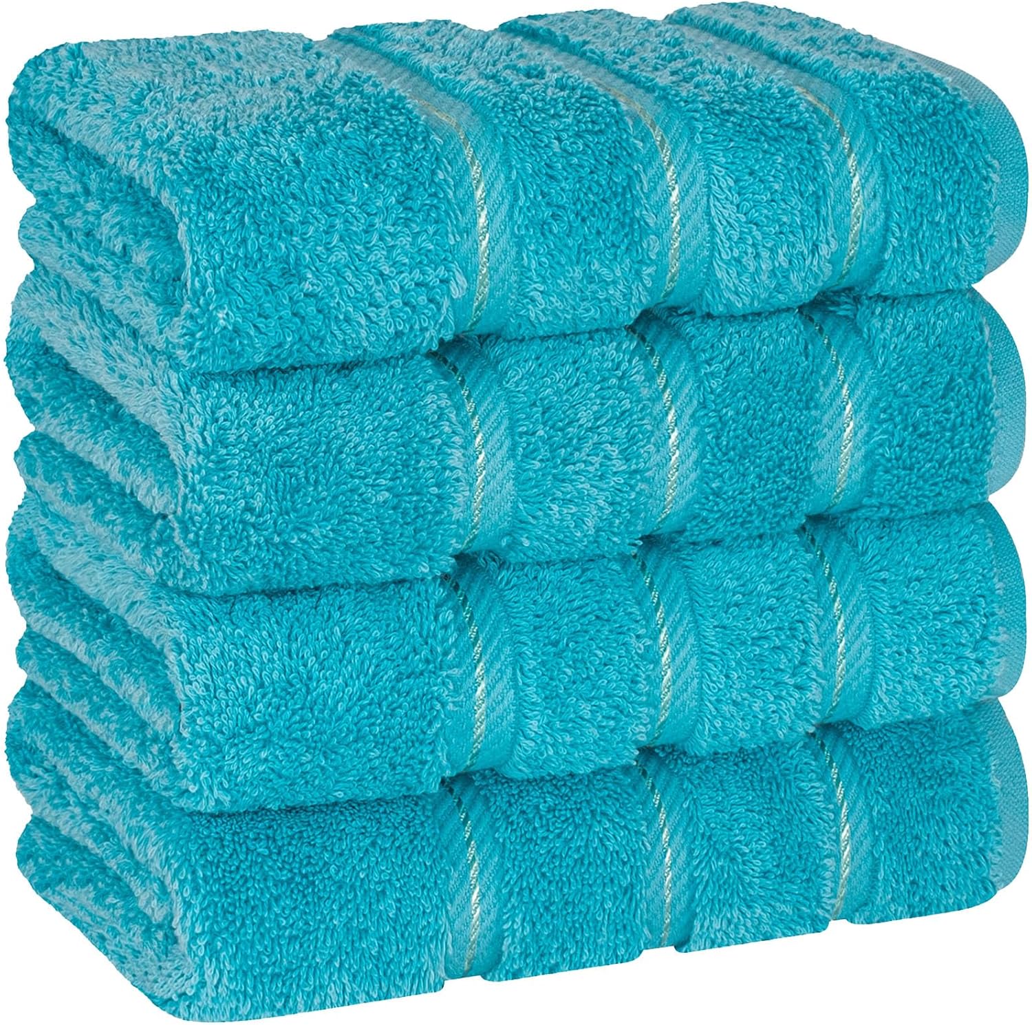 American Soft Linen Luxury Hand Towels for Bathroom, 100% Cotton Turkish 4 Piece Hand Towel Set, 600 GSM Hand Face Towels for Kitchen, Aqua Blue Hand Towels