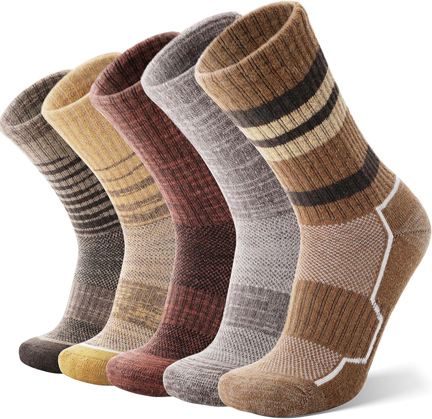ANTSANG Merino Wool Hiking Socks for Men & Women 5 Pairs Thermal Warm Winter Thick Cushion Moisture Wicking Crew Boot Socks