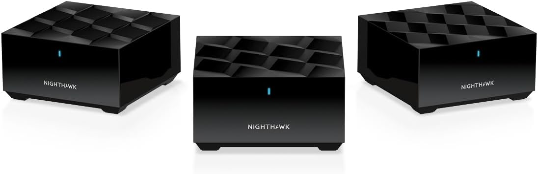 NETGEAR Nighthawk Advanced Whole Home Mesh WiFi 6 System (MK63S) with Free Armor Security – AX1800 Router with 2 Satellite Extenders, Coverage up to 4,500 sq. ft. and 25+ devices