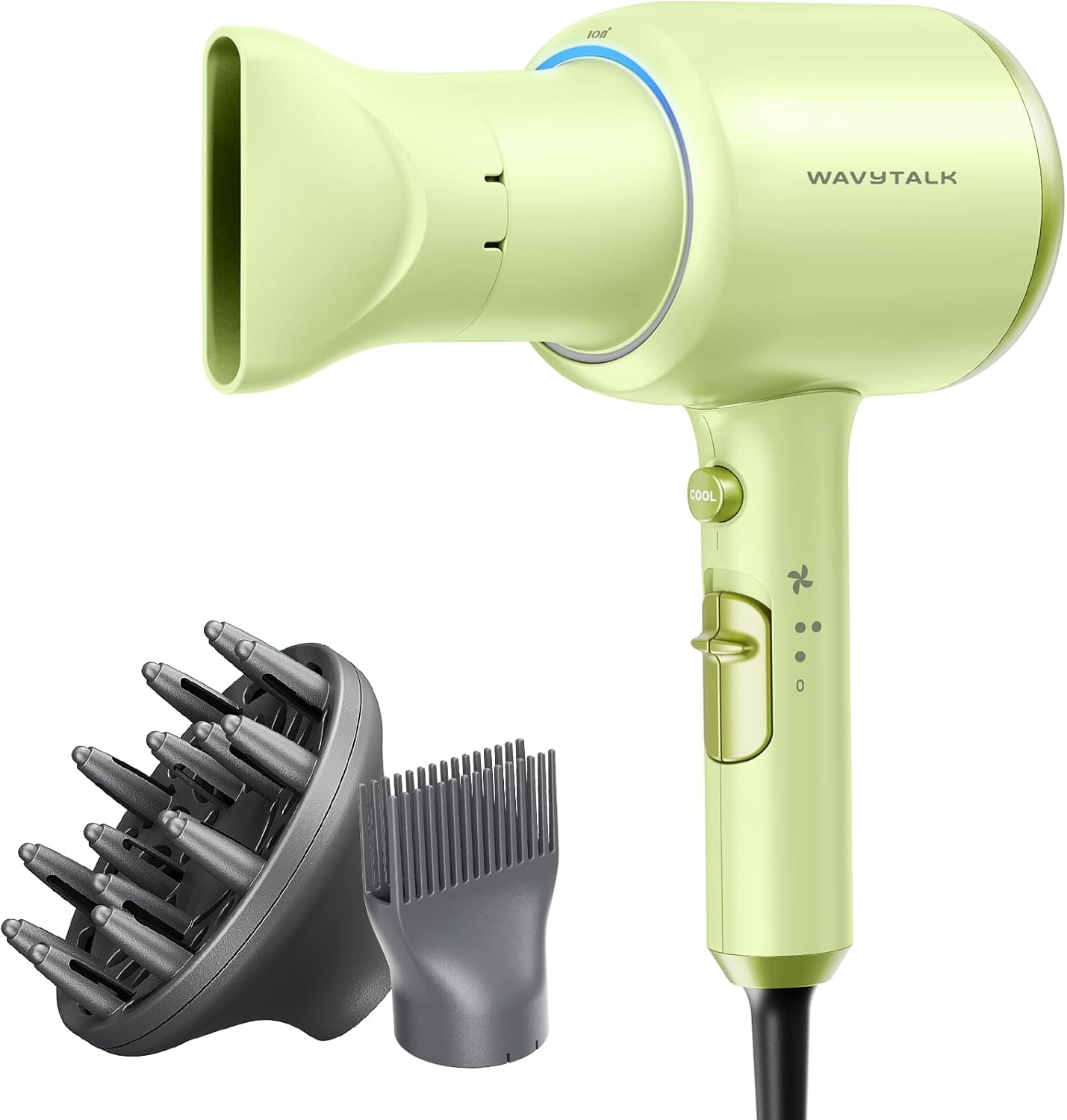 Wavytalk Professional Hair Dryer 1875W Blow Dryer Ionic Hair Dryer with Diffuser for Women with Constant Temperature, Hair Dryer with Ceramic Technology Fasting Drying Light and Quiet, Green
