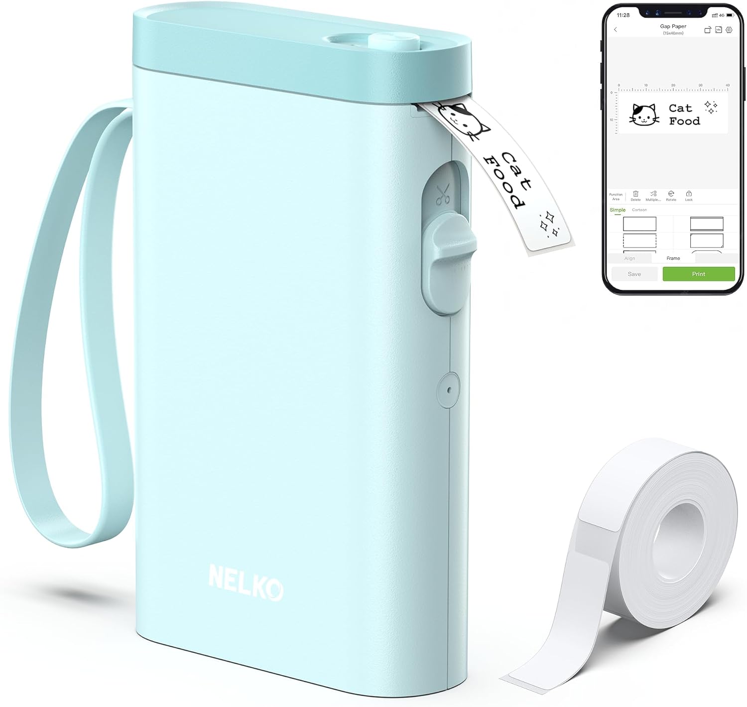 Nelko Label Maker Machine with Tape, P21 Bluetooth Label Printer, Wireless Mini Label Makers with Multiple Templates for Organizing Office Home, Cyan, 1 Pack