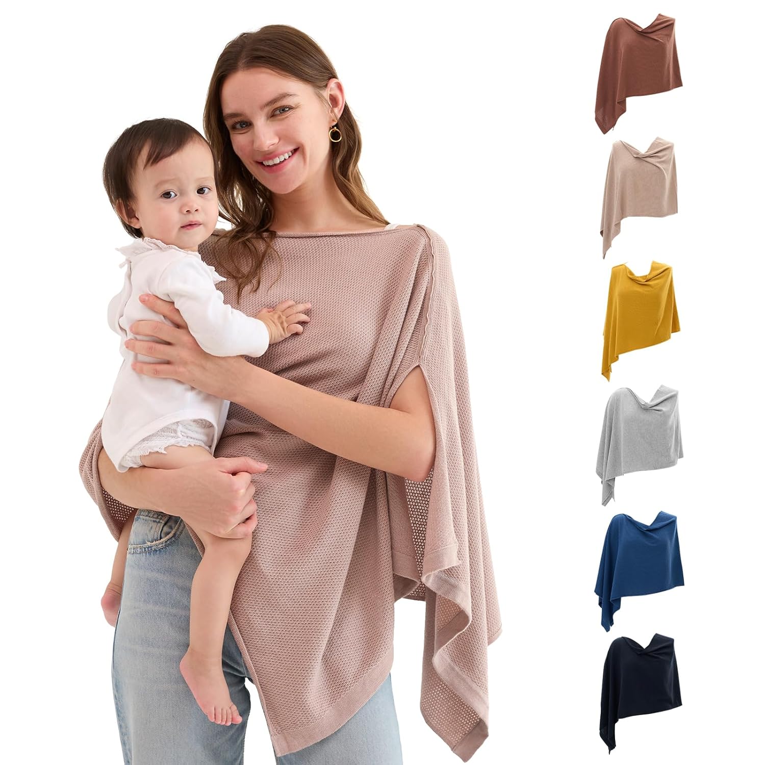 Momcozy Nursing Cover for Breastfeeding, Breathable Soft Privacy Poncho, Multi-Use Nursing Shawl, Portable Breast Feeding Covers for Women, Includes Laundry Bag