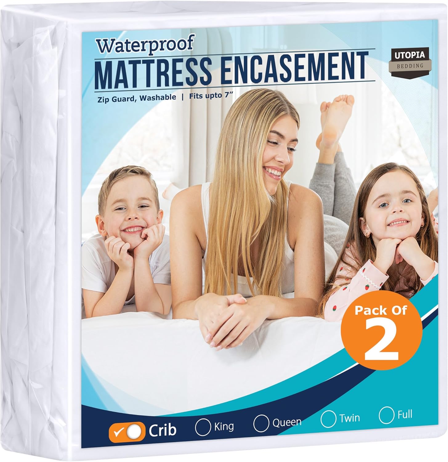 Utopia Bedding Zippered Mattress Encasement Crib, 100% Waterproof Bed Bug and Dust Mite Proof Mattress Protector, Absorbent Six-Sided Mattress Cover (Pack of 2)