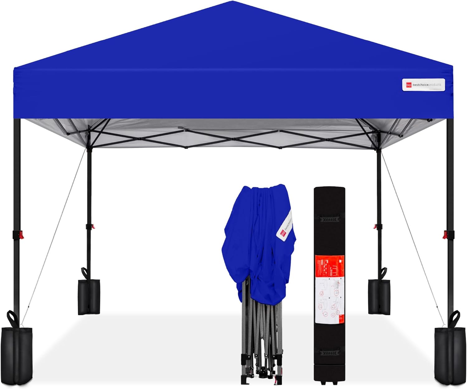 Best Choice Products 8x8ft 1-Person Setup Pop Up Canopy Tent Instant Portable Shelter w/ 1-Button Push, Case, 4 Weight Bags – Resort Blue