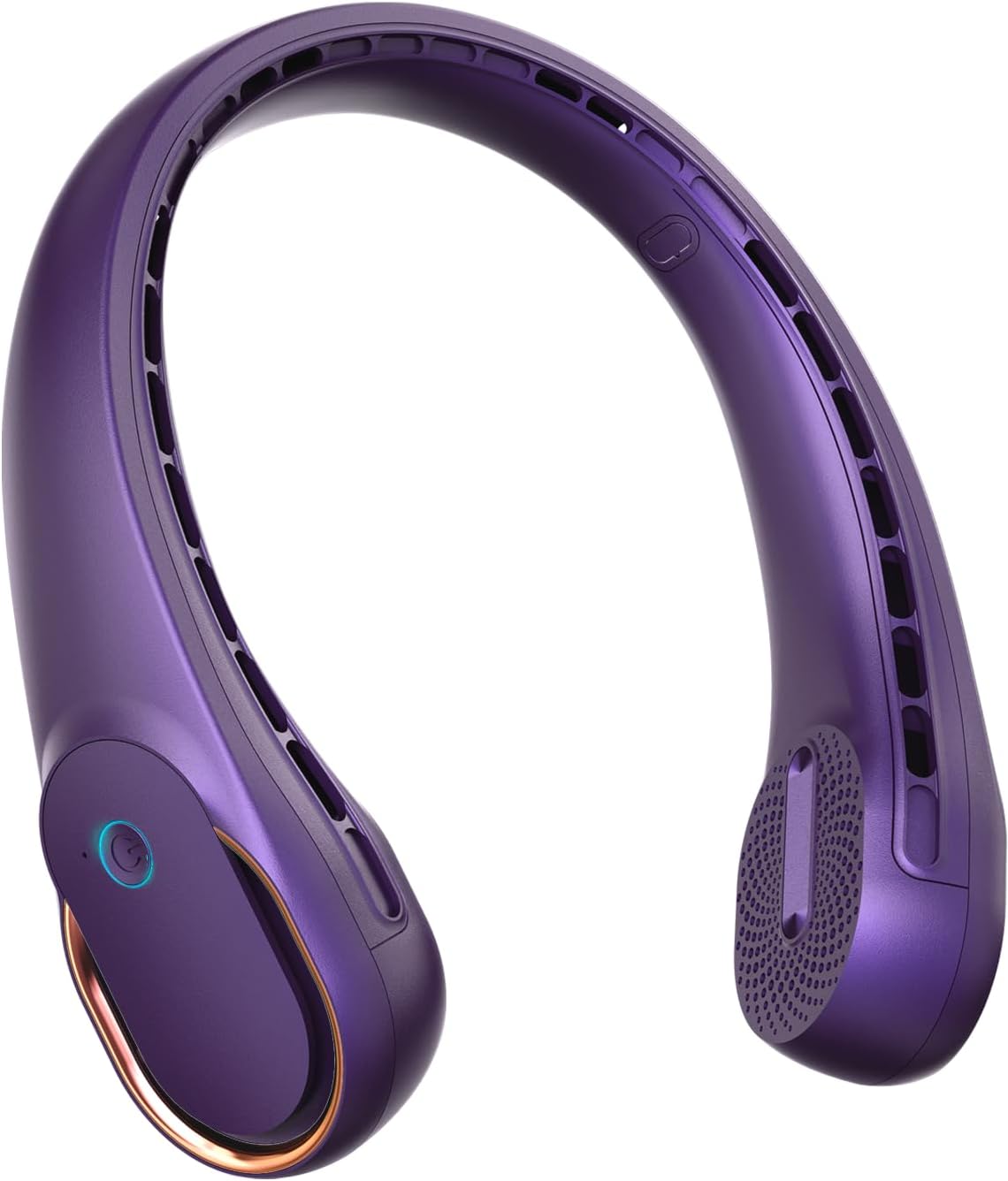 FrSara Bladeless Wearable Electric Fan, A8 Neck Fan, 5200mAh, 3 Speeds, Portable, Long Endurance, No Hair Twisting, Non-Slip Material, Rechargeable, Purple