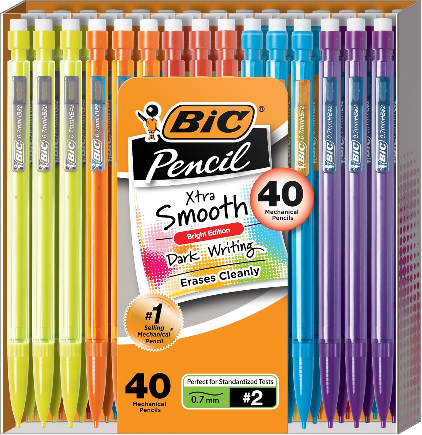 BIC Xtra Smooth Mechanical Pencil, 0.7 mm Medium Point, Refillable and Retractable, 40-Count Pack